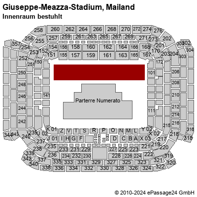 Saalplan Giuseppe-Meazza-Stadium, Mailand, Italien, Innenraum bestuhlt