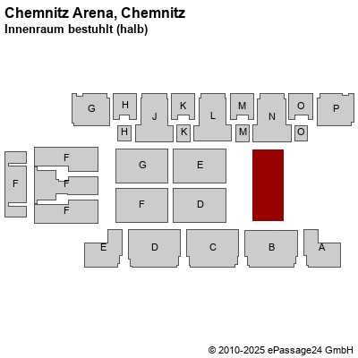 Saalplan Chemnitz Arena, Chemnitz, Deutschland, Innenraum bestuhlt (halb)