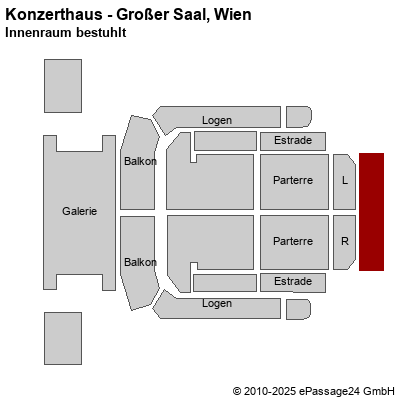 Saalplan Konzerthaus - Großer Saal, Wien, Österreich, Innenraum bestuhlt