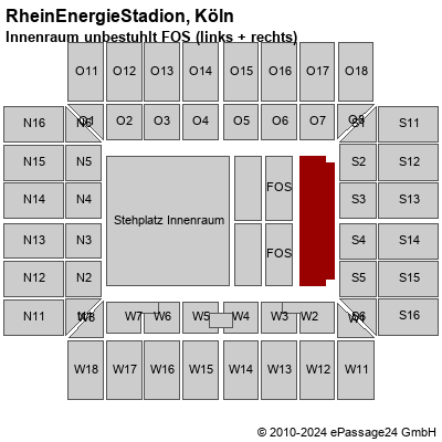 Saalplan RheinEnergieStadion, Köln, Deutschland, Innenraum unbestuhlt FOS (links + rechts)