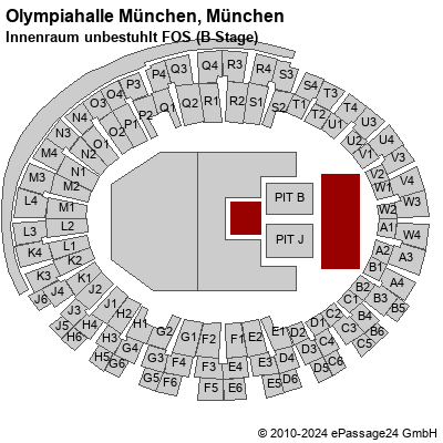 Saalplan Olympiahalle München, München, Deutschland, Innenraum unbestuhlt FOS (B-Stage)