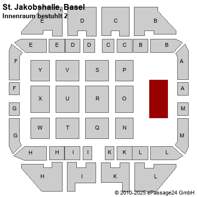 Saalplan St. Jakobshalle, Basel, Schweiz, Innenraum bestuhlt 2