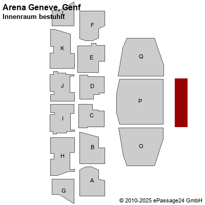 Saalplan Arena Geneve, Genf, Schweiz, Innenraum bestuhlt