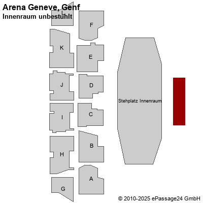 Saalplan Arena Geneve, Genf, Schweiz, Innenraum unbestuhlt