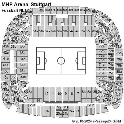 Saalplan MHP Arena, Stuttgart, Deutschland, Fussball NEU