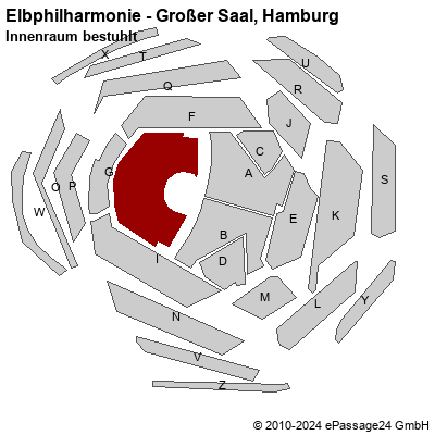 Saalplan Elbphilharmonie - Großer Saal, Hamburg, Deutschland, Innenraum bestuhlt