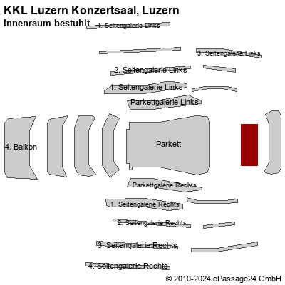 Saalplan KKL Luzern Konzertsaal, Luzern, Schweiz, Innenraum bestuhlt