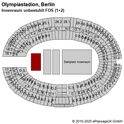 Saalplan Olympiastadion, Berlin, Deutschland, Innenraum unbestuhlt FOS (1+2)