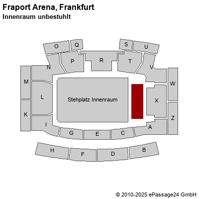 Saalplan Fraport Arena, Frankfurt, Deutschland, Innenraum unbestuhlt