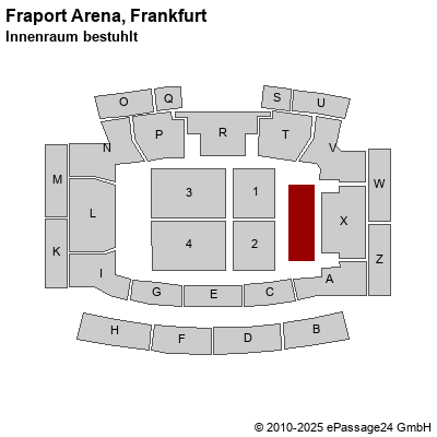 Saalplan Fraport Arena, Frankfurt, Deutschland, Innenraum bestuhlt