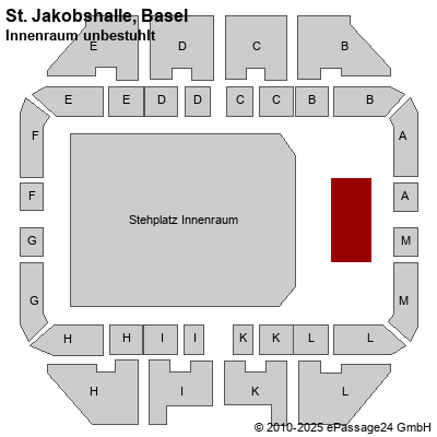 Saalplan St. Jakobshalle, Basel, Schweiz, Innenraum unbestuhlt