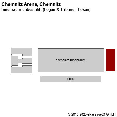 Saalplan Chemnitz Arena, Chemnitz, Deutschland, Innenraum unbestuhlt (Logen & Tribüne - Hosen)