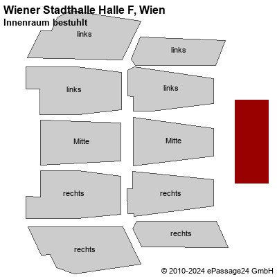 Saalplan Wiener Stadthalle Halle F, Wien, Österreich, Innenraum bestuhlt