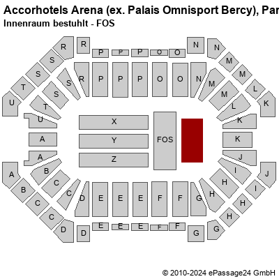 Saalplan Accorhotels Arena (ex. Palais Omnisport Bercy), Paris, Frankreich, Innenraum bestuhlt - FOS