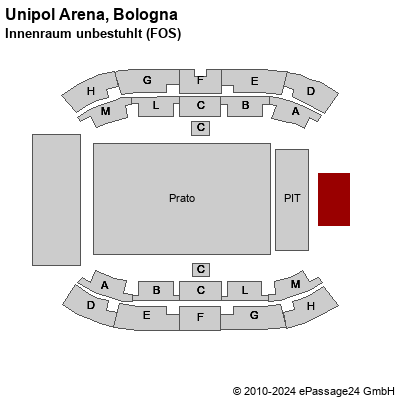 Saalplan Unipol Arena, Bologna, Italien, Innenraum unbestuhlt (FOS)