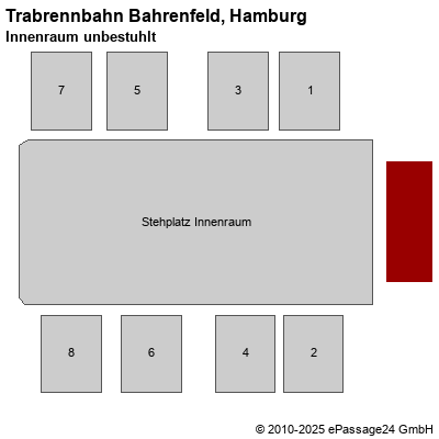 Saalplan Trabrennbahn Bahrenfeld, Hamburg, Deutschland, Innenraum unbestuhlt