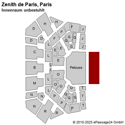 Saalplan Zenith de Paris, Paris, Frankreich, Innenraum unbestuhlt