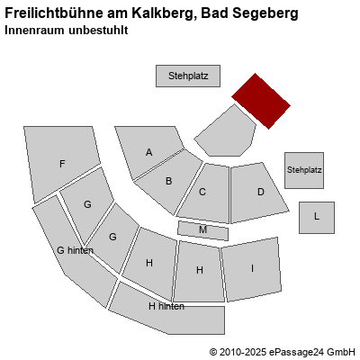 Saalplan Freilichtbühne am Kalkberg, Bad Segeberg, Deutschland, Innenraum unbestuhlt