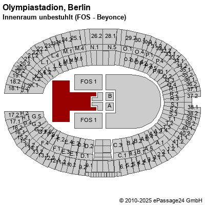 Saalplan Olympiastadion, Berlin, Deutschland, Innenraum unbestuhlt (FOS - Beyonce)