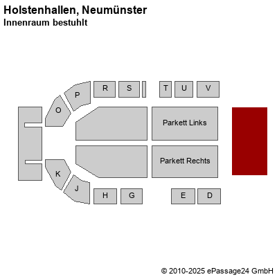 Saalplan Holstenhallen, Neumünster, Deutschland, Innenraum bestuhlt