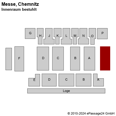 Saalplan Messe, Chemnitz, Deutschland, Innenraum bestuhlt