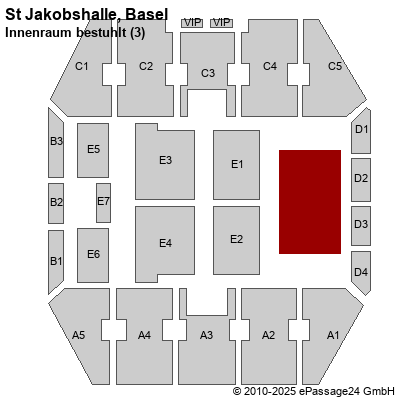 Saalplan St Jakobshalle, Basel, Schweiz, Innenraum bestuhlt (3)