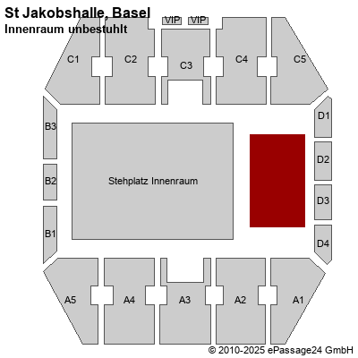 Saalplan St Jakobshalle, Basel, Schweiz, Innenraum unbestuhlt