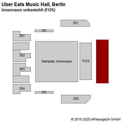 Saalplan Uber Eats Music Hall, Berlin, Deutschland, Innenraum unbestuhlt (FOS)