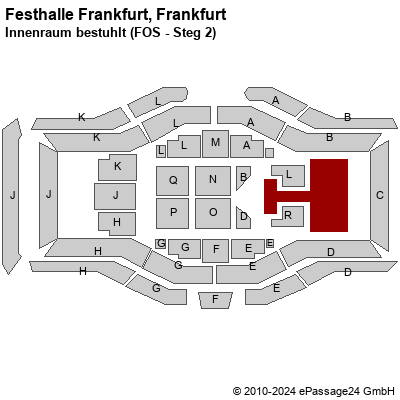 Saalplan Festhalle Frankfurt, Frankfurt, Deutschland, Innenraum bestuhlt (FOS - Steg 2)