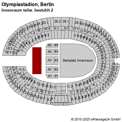 Saalplan Olympiastadion, Berlin, Deutschland, Innenraum teilw. bestuhlt 2