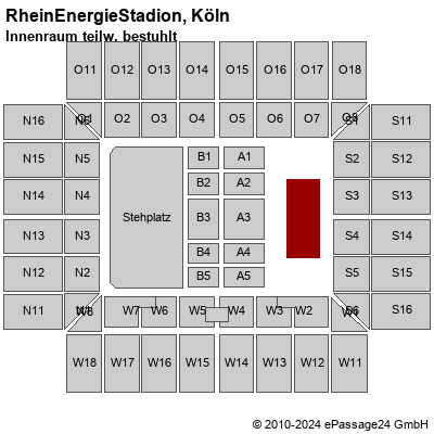 Saalplan RheinEnergieStadion, Köln, Deutschland, Innenraum teilw. bestuhlt 