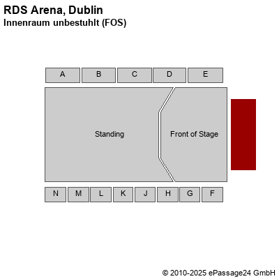 Saalplan RDS Arena, Dublin, Irland, Innenraum unbestuhlt (FOS)