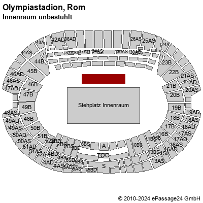 Saalplan Olympiastadion, Rom, Italien, Innenraum unbestuhlt