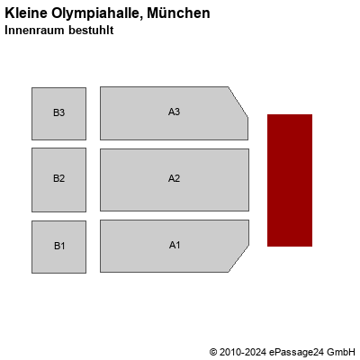 Saalplan Kleine Olympiahalle, München, Deutschland, Innenraum bestuhlt