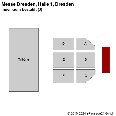 Saalplan Messe Dresden, Halle 1, Dresden, Deutschland, Innenraum bestuhlt (3)