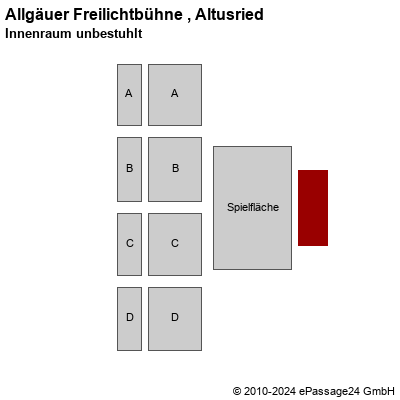 Saalplan Allgäuer Freilichtbühne , Altusried, Deutschland, Innenraum unbestuhlt