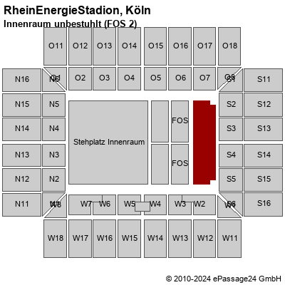 Saalplan RheinEnergieStadion, Köln, Deutschland, Innenraum unbestuhlt (FOS 2)