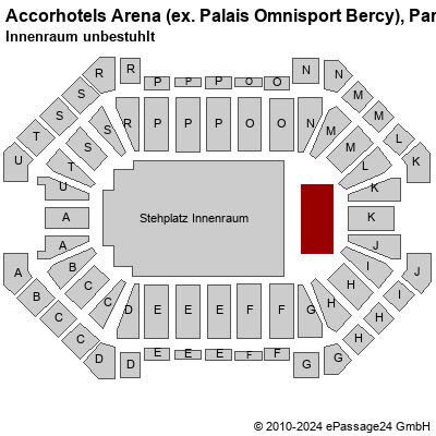 Saalplan Accorhotels Arena (ex. Palais Omnisport Bercy), Paris, Frankreich, Innenraum unbestuhlt