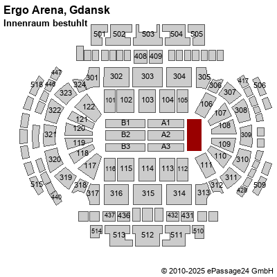 Saalplan Ergo Arena, Gdansk, Polen, Innenraum bestuhlt