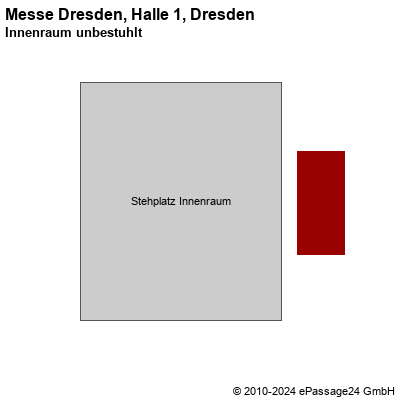 Saalplan Messe Dresden, Halle 1, Dresden, Deutschland, Innenraum unbestuhlt