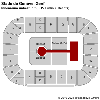 Saalplan Stade de Genève, Genf, Schweiz, Innenraum unbestuhlt (FOS Links + Rechts)