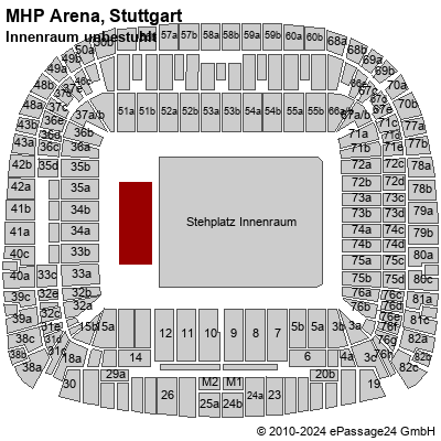 Saalplan MHP Arena, Stuttgart, Deutschland, Innenraum unbestuhlt