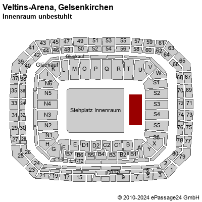 Saalplan Veltins-Arena, Gelsenkirchen, Deutschland, Innenraum unbestuhlt