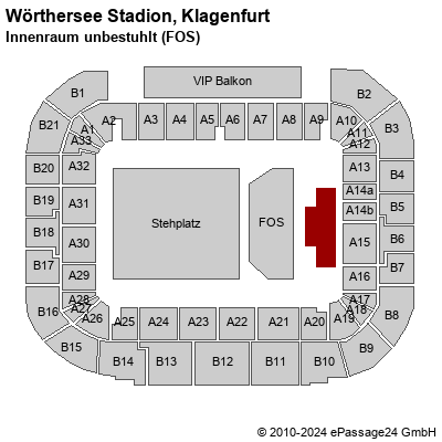 Saalplan Wörthersee Stadion, Klagenfurt, Österreich, Innenraum unbestuhlt (FOS)