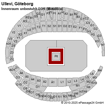 Saalplan Ullevi, Göteborg, Schweden, Innenraum unbestuhlt FOS (Metallica)