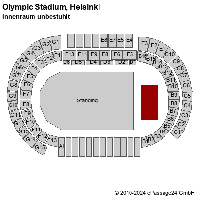 Saalplan Olympic Stadium, Helsinki, Finnland, Innenraum unbestuhlt