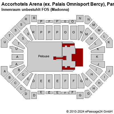 Saalplan Accorhotels Arena (ex. Palais Omnisport Bercy), Paris, Frankreich, Innenraum unbestuhlt FOS (Madonna)