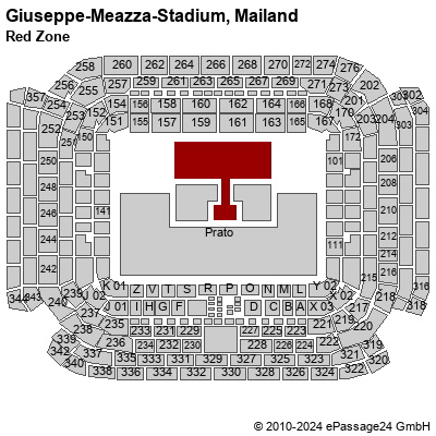 Saalplan Giuseppe-Meazza-Stadium, Mailand, Italien, Red Zone