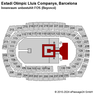 Saalplan Estadi Olímpic Lluís Companys, Barcelona, Spanien, Innenraum unbestuhlt FOS (Beyoncé)