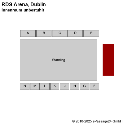 Saalplan RDS Arena, Dublin, Irland, Innenraum unbestuhlt